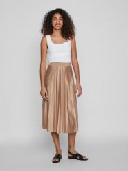 Vila Spódnica "Nitban" w kolorze beżowym rozmiar: XXL. Brązowe spódnice damskie Vila, xxl, bez wzorów, midi. Za 85.95 zł.