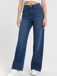 Jeansy wide leg high waist - granatowy. Niebieskie jeansy damskie Sinsay, z podwyższonym stanem. Za 69.99 zł.