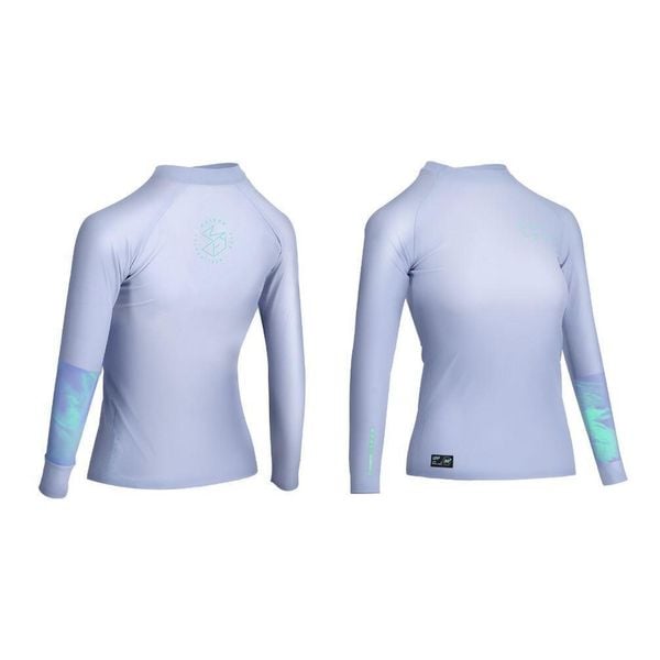 Koszulka do sportów wodnych z ochroną UV damska Aztron Rashguard Maze. Niebieskie koszulki damskie AZTRON, l, bez wzorów, z nylonu, bez kołnierzyka, bez ramiączek. W wyprzedaży za 179.10 zł.
