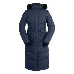 Damski płaszcz jeździecki ELT Saphira. Niebieskie płaszcze damskie ELT, xl, bez wzorów, z futra, bez kaptura. Za 881.10 zł.