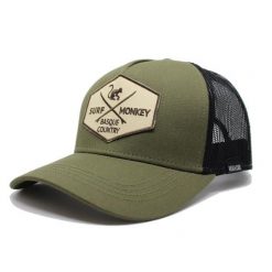 Czapka Trucker - 5 paneli / Recykling / Jeden rozmiar (Oliwkowy/Czarny). Zielone czapki damskie SURF MONKEY, z aplikacjami. Za 159.95 zł.