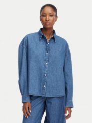 Tommy Hilfiger Koszula jeansowa WW0WW50528 Niebieski Boxy Fit. Niebieskie koszule damskie Tommy Hilfiger, bez wzorów, z bawełny, bez kołnierzyka, bez ramiączek. Za 409.99 zł.