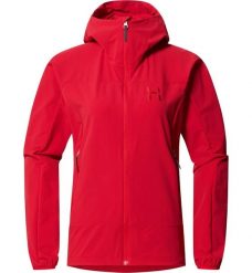 Kurtka przeciwdeszczowa damska Rosson Softshell Hood. Czerwone kurtki damskie Haglöfs, m, bez wzorów, z softshellu, z kapturem. Za 689.05 zł.