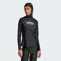 Koszulka Long Sleeve Rash Guard. Czarne koszulki damskie Adidas, m, bez wzorów, z materiału, bez kołnierzyka, bez ramiączek. W wyprzedaży za 114.50 zł.