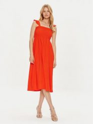 Pieces Sukienka letnia Luna 17147176 Czerwony Regular Fit. Czerwone sukienki damskie Pieces, bez wzorów, z syntetyku, bez ramiączek. Za 119.99 zł.