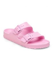Birkenstock Klapki "Arizona" w kolorze jasnoróżowym rozmiar: 36. Różowe klapki damskie Birkenstock, bez wzorów, z otwartym noskiem, bez obcasa, bez zapięcia. Za 206.42 zł.