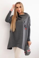 Bluza oversize z asymetrycznymi bokami grafitowa. Szare bluzy damskie KESI, l, bez wzorów, z bawełny, bez kaptura. Za 209.11 zł.