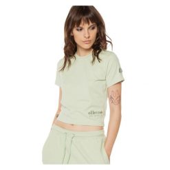 Koszulka sportowa damska Ellesse Dropped Crop. Zielone koszulki sportowe damskie Ellesse, xl, bez wzorów, z bawełny, bez ramiączek, na jogę i pilates. Za 71.00 zł.