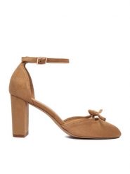 JENNY Czółenka CEO-CD25-230-1 Beżowy. Brązowe czółenka damskie Jenny, bez wzorów, z materiału, bez obcasa. Za 139.99 zł.