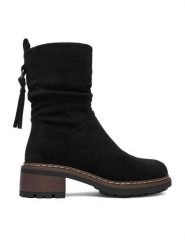 Clara Barson Botki CEO-WS6396-02 Czarny. Czarne botki damskie Clara Barson, z materiału, bez obcasa, na płaskiej podeszwie, bez zapięcia. Za 169.99 zł.