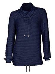 Heine Sweter w kolorze granatowym rozmiar: 40/42. Niebieskie swetry klasyczne damskie Heine, z bawełny, bez kołnierzyka. Za 61.46 zł.