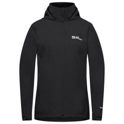 Kurtka przeciwdeszczowa damska Jack Wolfskin Trailtime 2L. Czarne kurtki damskie Jack Wolfskin, l, bez wzorów, bez kaptura. Za 419.99 zł.
