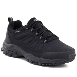 Półbuty sportowe trekkingowe czarne DK 17113. Czarne obuwie trekkingowe damskie DK, ze skóry ekologicznej, bez zapięcia. Za 139.99 zł.