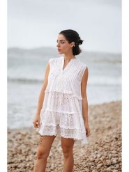 Isla Bonita by SIGRIS Sukienka w kolorze białym rozmiar: XL. Białe sukienki damskie Isla Bonita by SIGRIS, bez wzorów, z bawełny, bez ramiączek. Za 170.07 zł.