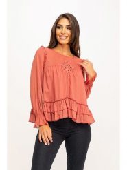 Peace & Love Bluzka w kolorze pomarańczowym rozmiar: S. Pomarańczowe bluzki damskie Peace & Love, s, bez wzorów, z bawełny, bez kołnierzyka, bez ramiączek. Za 83.42 zł.