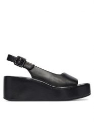 HÖGL Sandały 1-102510 Czarny. Czarne sandały damskie Högl, bez wzorów, ze skóry, bez obcasa, na koturnie, bez zapięcia. Za 749.99 zł.