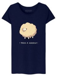 WOOOP Koszulka "Haircut Sheep" w kolorze granatowym rozmiar: XL. Niebieskie koszulki damskie Wooop, xl, bez wzorów, z bawełny, bez kołnierzyka, bez ramiączek. Za 56.99 zł.
