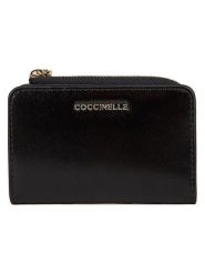 COCCINELLE Skórzany portfel w kolorze czarnym - 12 x 8 cm rozmiar: onesize. Czarne portfele damskie Coccinelle, bez wzorów, z materiału. Za 287.84 zł.