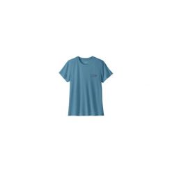 Koszulka turystyczna damska Capilene Cool Trail Shirt Stratapeaks Women. Niebieskie bluzki damskie Patagonia, bez wzorów, z dzianiny, sportowe, bez kołnierzyka, bez ramiączek. Za 239.99 zł.