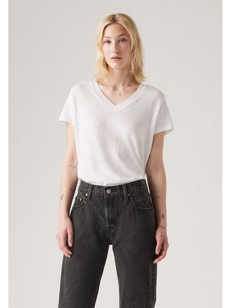 Levi's Koszulka w kolorze białym rozmiar: L. Białe bluzki damskie Levi's, l, bez wzorów, z bawełny, bez kołnierzyka, bez ramiączek. Za 61.17 zł.