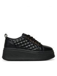DeeZee Sneakersy AM25237-D Czarny. Czarne obuwie sportowe damskie DeeZee, ze skóry, bez zapięcia. Za 159.99 zł.