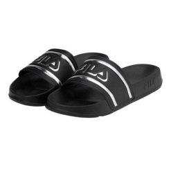 Damskie Klapki Z Logo Morro Bay. Czarne klapki damskie Fila, bez wzorów, bez obcasa, bez zapięcia. Za 133.99 zł.