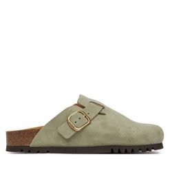 Klapki Scholl. Zielone klapki damskie Scholl, bez wzorów, bez obcasa, bez zapięcia. Za 299.99 zł.