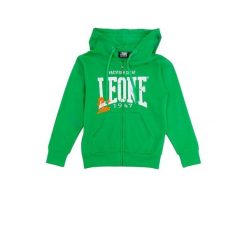 Bluza z kaptur na co dzień na siłownię. Zielone bluzy damskie LEONE 1947 APPAREL, bez wzorów, z bawełny, bez kaptura. W wyprzedaży za 101.80 zł.