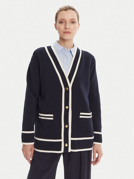 Gant Kardigan 4805340 Granatowy Relaxed Fit. Niebieskie kardigany damskie Gant, xs, bez wzorów, z bawełny. Za 709.00 zł.