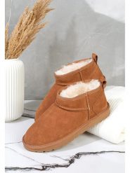 Gooce Skórzane botki zimowe "Mindy" w kolorze jasnobrązowym rozmiar: 40. Brązowe botki damskie Gooce, na zimę, ze skóry, bez obcasa, bez zapięcia. Za 173.99 zł.