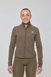 Kurtka damska fitness marki Infinite w kolorze khaki. Brązowe kurtki damskie OOSC, xl, bez wzorów, z materiału, bez kaptura. Za 245.99 zł.