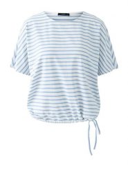 Oui Koszulka w kolorze błękitno-białym rozmiar: 34. Niebieskie koszulki damskie Oui, bez wzorów, z bawełny, bez kołnierzyka, bez ramiączek. Za 165.99 zł.