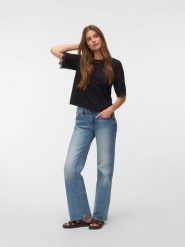 Vero Moda Koszulka w kolorze czarnym rozmiar: XS. Czarne bluzki damskie Vero Moda, xs, bez wzorów, z bawełny, bez kołnierzyka, bez ramiączek. Za 81.95 zł.