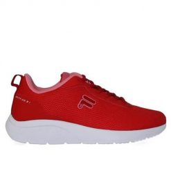 Buty do chodzenia damskie Fila Spitfire. Czerwone obuwie sportowe damskie Fila, z materiału, bez zapięcia, trekkingowe. Za 248.00 zł.