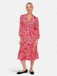 ONLY Sukienka koszulowa Milana 15308233 Czerwony Loose Fit. Czerwone sukienki damskie Only, bez wzorów, z wiskozy, bez ramiączek. Za 119.99 zł.