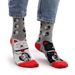 Skarpetki bambusowe Hop Hare - Szczęśliwe koty 36-40. Szare skarpetki damskie NO BRAND, bez wzorów, z elastanu. Za 29.99 zł.
