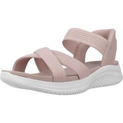 Sandały SKECHERS SLIP - INS ULTRA FLEX 3.0 Rose. Czerwone sandały damskie Skechers, bez wzorów, z tkaniny, bez obcasa, bez zapięcia. Za 297.99 zł.