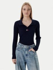Tommy Jeans Sweter DW0DW22036 Granatowy Slim Fit. Niebieskie swetry klasyczne damskie Tommy Jeans, m, z jeansu, bez kołnierzyka. Za 369.99 zł.