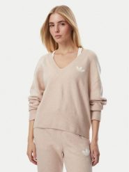 Adidas Sweter Essentials KR9175 Beżowy Loose Fit. Brązowe swetry klasyczne damskie Adidas, l, z bawełny, bez kołnierzyka. Za 279.99 zł.