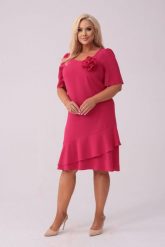 Elegancka amarantowa sukienka Evelyn na wesele PLUS SIZE XXL. Czerwone sukienki damskie Moda Size Plus Iwanek, z aplikacjami, z elastanu, eleganckie, bez ramiączek. Za 289.90 zł.