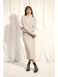 Just Cashmere Kaszmirowa sukienka "Dolkar" w kolorze białym rozmiar: L. Białe sukienki damskie Just Cashmere, bez wzorów, z kaszmiru, bez ramiączek. Za 1,261.90 zł.