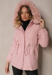 Różowa Kurtka Parka o Dwustronnym Kroju z Futrem i Odpinanym Kapturem Zinnissa. Czerwone kurtki damskie Renee, l, z futra. Za 189.99 zł.