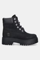Timberland STONE STREET 6 INCH BOOTS Trapery damskie. Czarne botki damskie Timberland, na zimę, z gumy, bez zapięcia. W wyprzedaży za 679.99 zł.