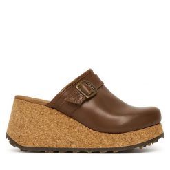 Klapki Fly London. Brązowe klapki damskie Fly London, bez wzorów, bez obcasa, bez zapięcia. Za 716.99 zł.