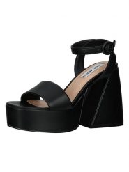 Steve Madden Sandały w kolorze czarnym rozmiar: 40. Czarne sandały damskie Steve Madden, bez wzorów, z otwartym noskiem, bez obcasa, na koturnie, bez zapięcia. Za 215.21 zł.
