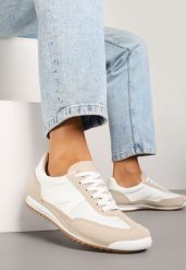 Beżowe Sneakersy z Geometrycznym Wzorem Zoloti. Brązowe obuwie sportowe damskie Renee, bez zapięcia. Za 49.99 zł.