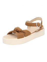 Gerry Weber Skórzane sandały w kolorze jasnobrązowym rozmiar: 39. Brązowe sandały damskie Gerry Weber, bez wzorów, z otwartym noskiem, bez obcasa, na platformie, bez zapięcia. Za 122.38 zł.