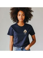 WOOOP Koszulka "Pocket Sloth" w kolorze granatowym rozmiar: XL. Niebieskie bluzki damskie Wooop, xl, bez wzorów, bez kołnierzyka, bez ramiączek. Za 83.42 zł.