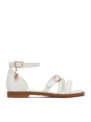 U.S. Polo Assn. Sandały EO-ANGE001K/6Y1 Biały. Białe sandały dziewczęce U.S. Polo Assn., ze skóry, bez obcasa, bez zapięcia. Za 169.99 zł.