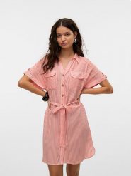 Vero Moda Sukienka w kolorze czerwono-białym rozmiar: M. Białe sukienki damskie Vero Moda, bez wzorów, z tkaniny, klasyczne, bez ramiączek. Za 114.44 zł.